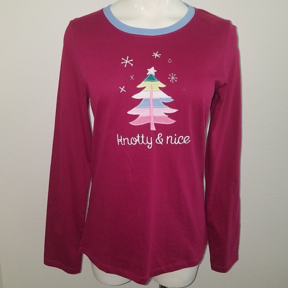 NWT Knotty & Nice Christmas Tree Sleep Shirt Little Blue House SMALL Naughty